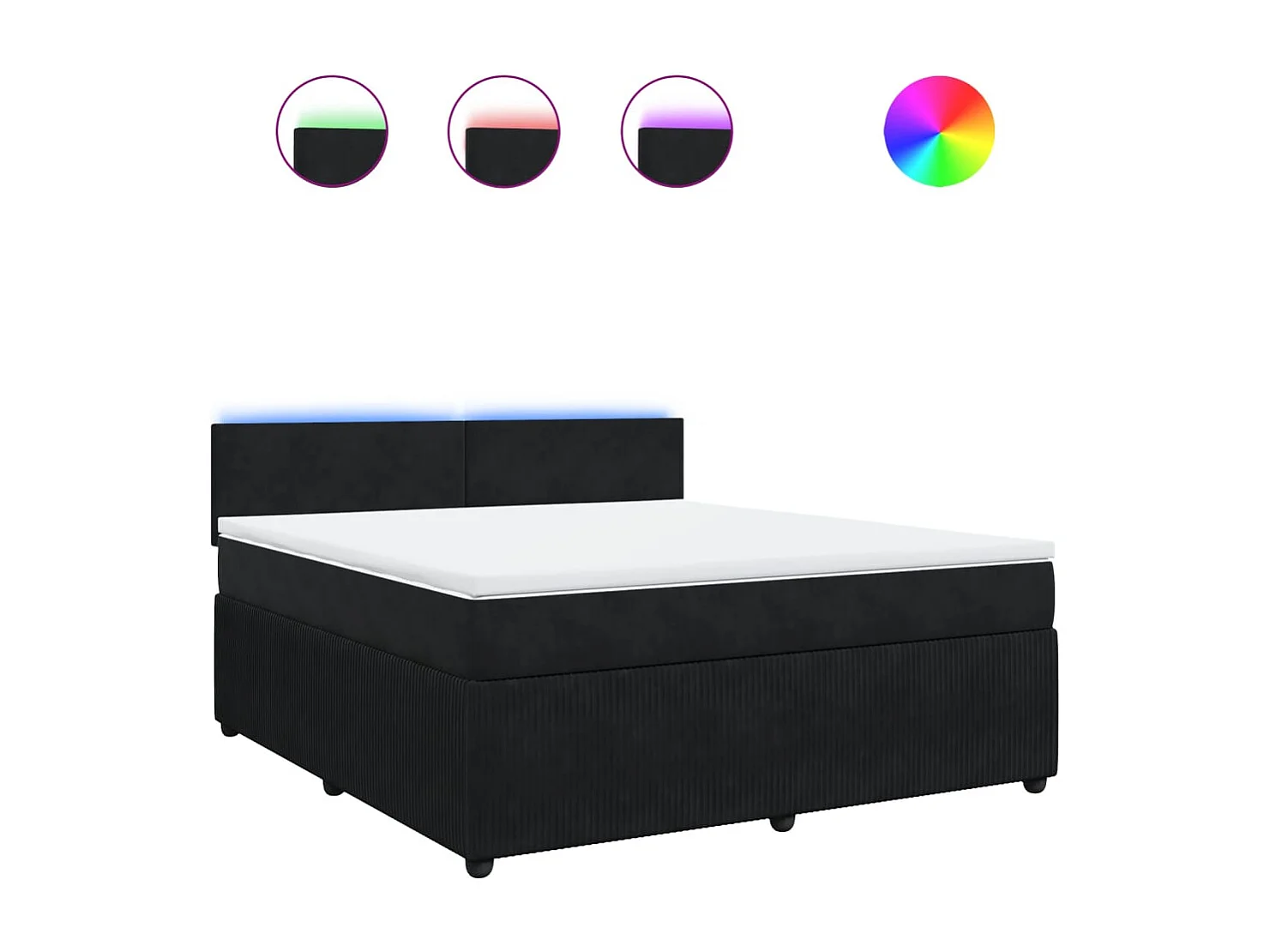 Sommier à lattes de lit avec matelas Noir 180x200 cm Velours