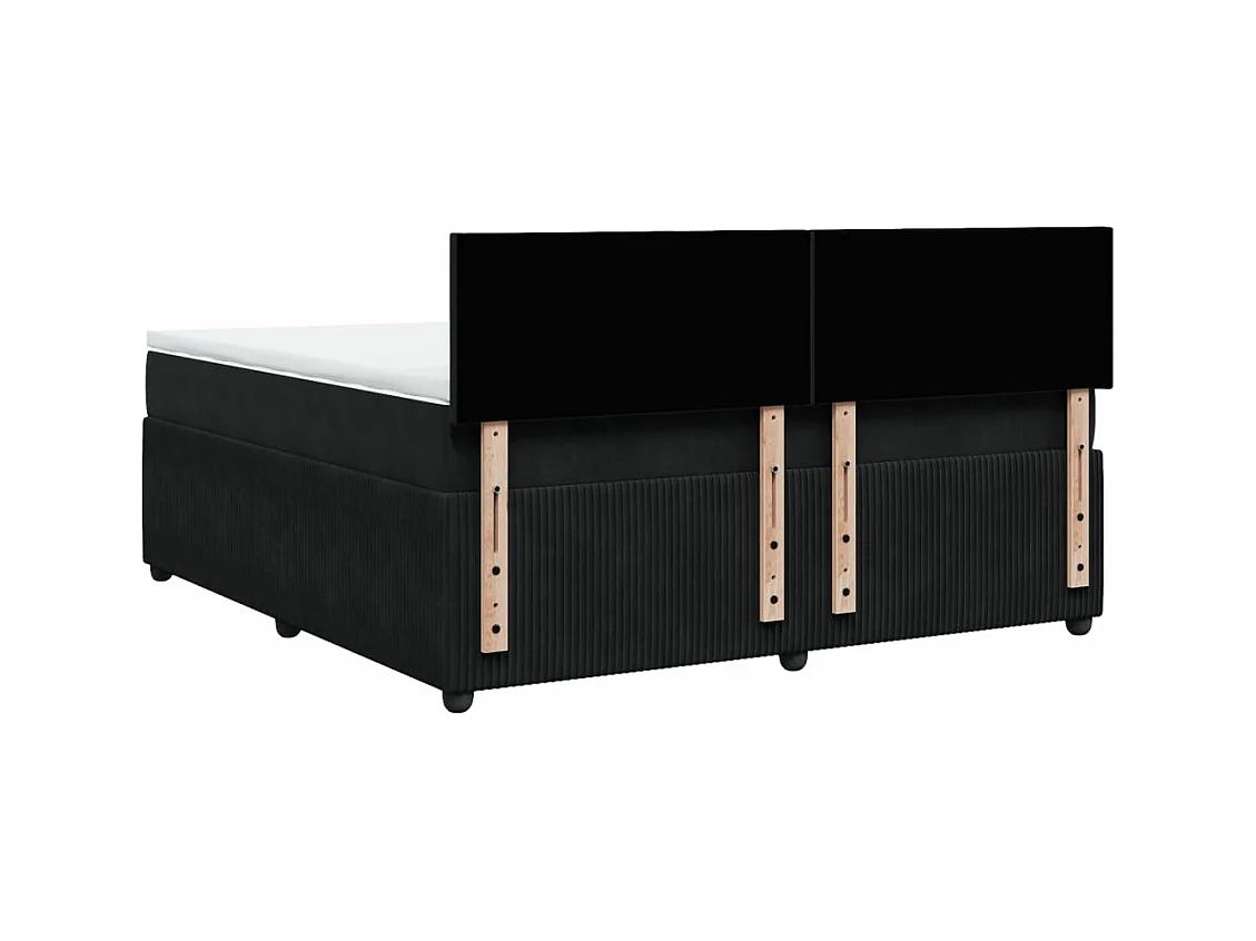 Cama box spring con colchón terciopelo negro 180x200 cm