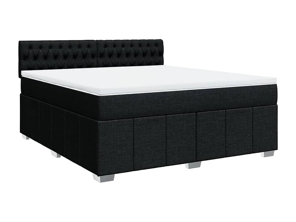 Sommier à lattes de lit avec matelas Noir 180x200 cm Tissu
