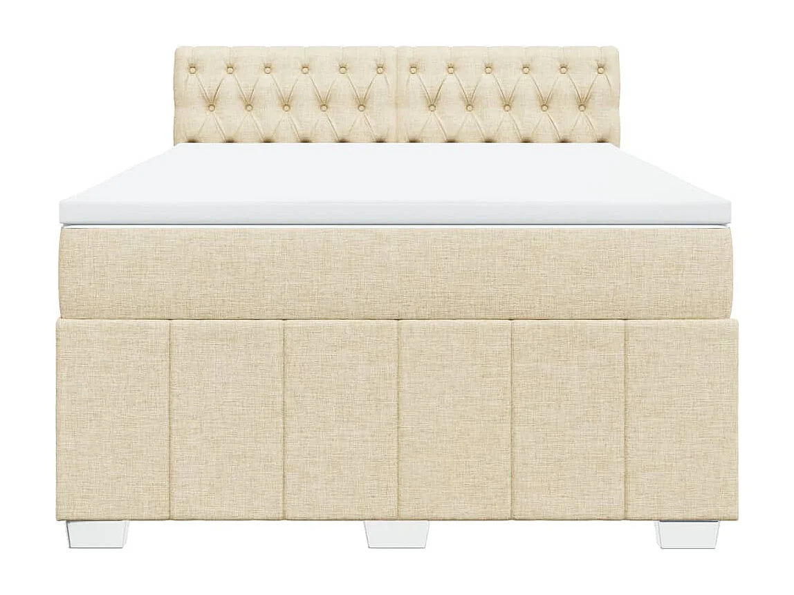 Cama box spring con colchón tela color crema 140x200 cm