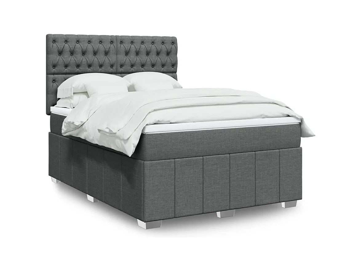 Sommier à lattes de lit avec matelas Gris foncé 140x190cm Tissu