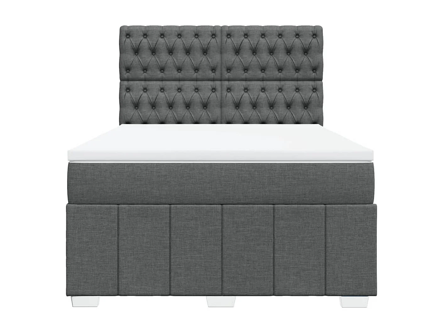 Cama box spring con colchón tela gris oscuro 140x190 cm