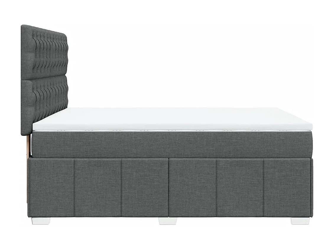 Cama box spring con colchón tela gris oscuro 140x190 cm