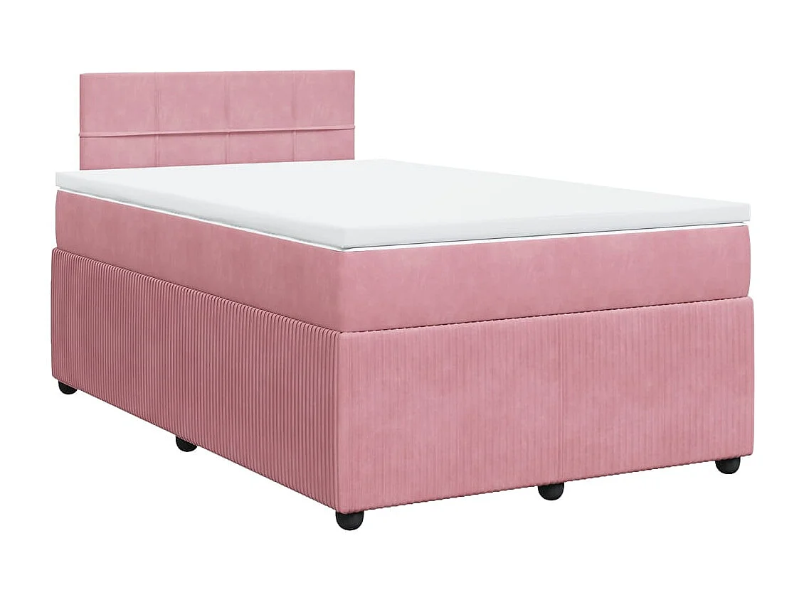 Cama box spring con colchón terciopelo rosa 120x200 cm