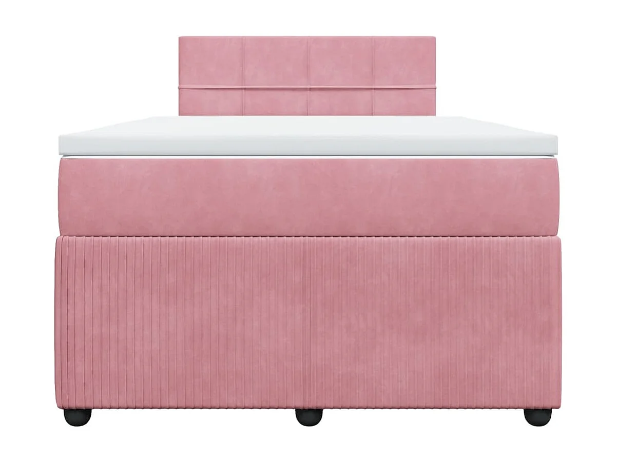 Cama box spring con colchón terciopelo rosa 120x200 cm