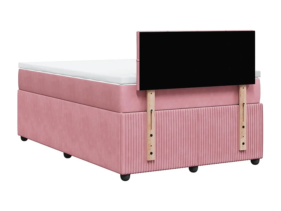 Cama box spring con colchón terciopelo rosa 120x200 cm