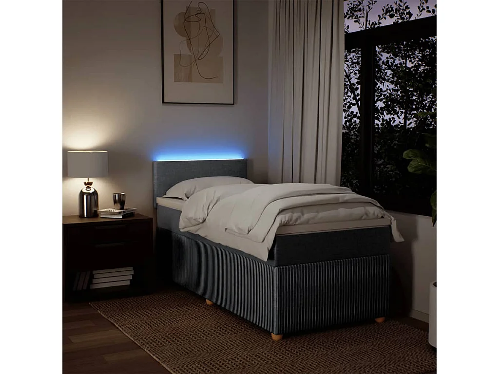 Sommier à lattes de lit avec matelas Gris clair 90x200 cm Tissu