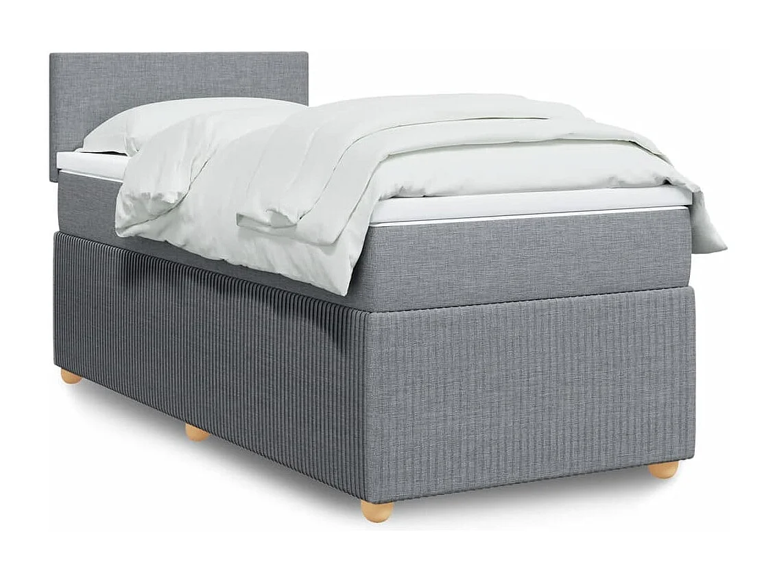 Sommier à lattes de lit avec matelas Gris clair 90x200 cm Tissu
