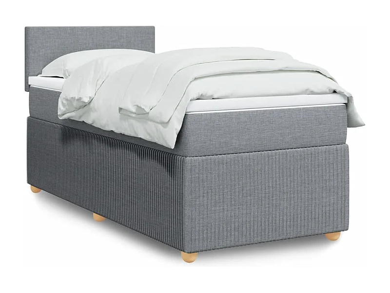 Sommier à lattes de lit avec matelas Gris clair 90x200 cm Tissu