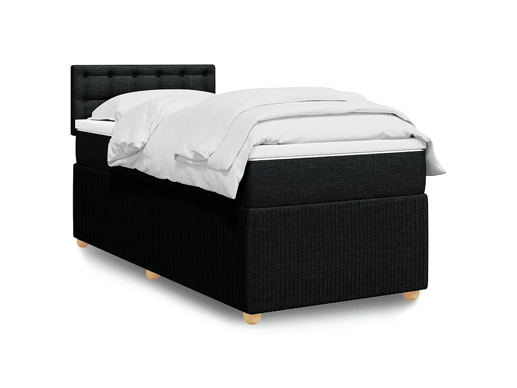 Cama box spring con colchón tela negro 100x200 cm