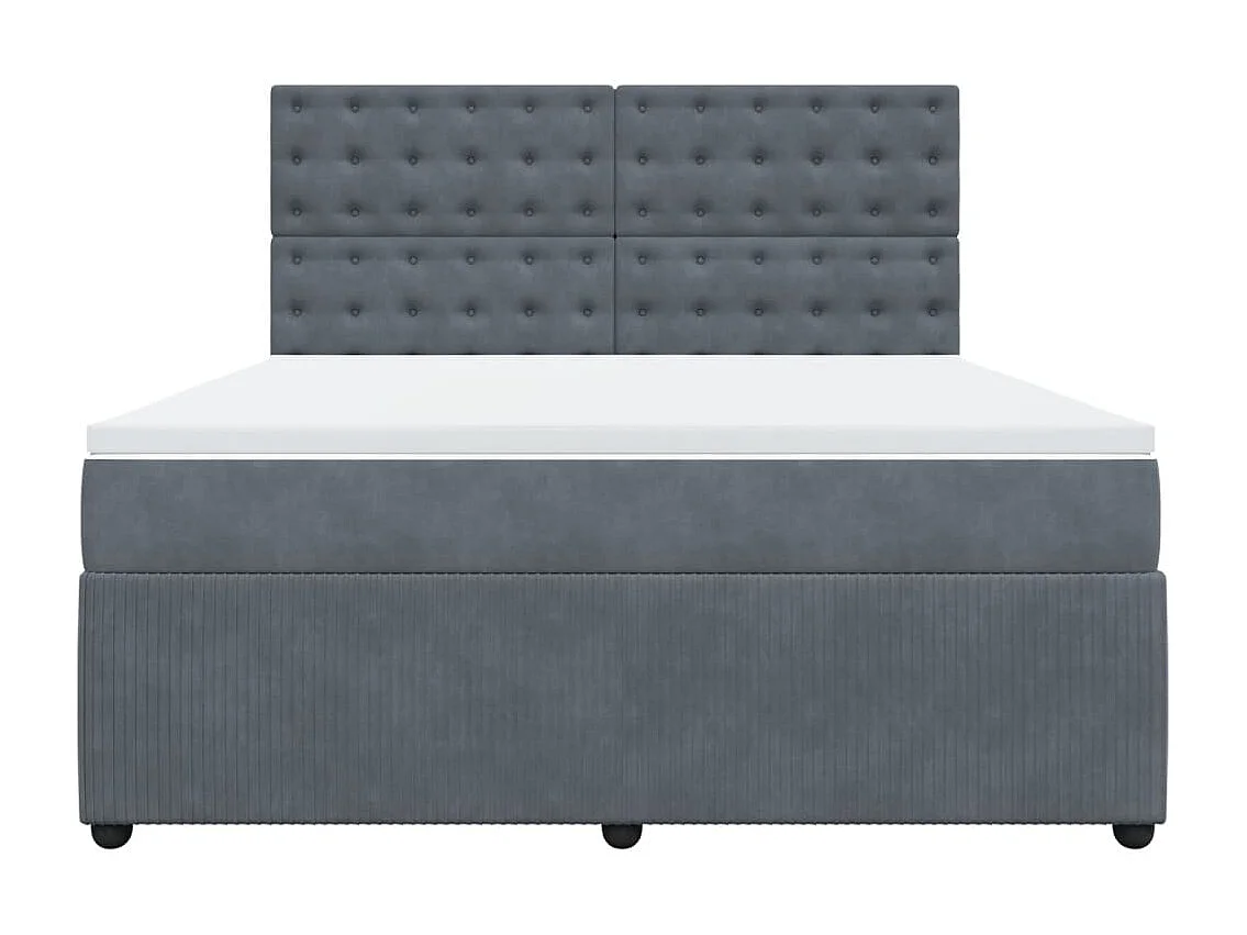 Sommier à lattes de lit et matelas Gris foncé 180x200cm Velours