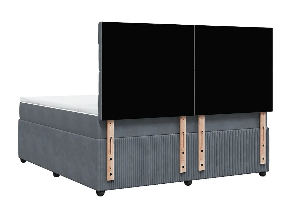 Sommier à lattes de lit et matelas Gris foncé 180x200cm Velours