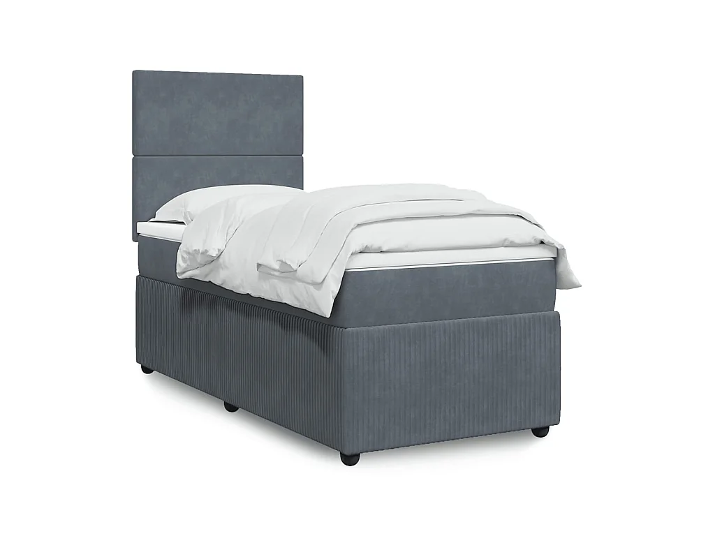 Sommier à lattes de lit et matelas Gris foncé 90x190 cm Velours