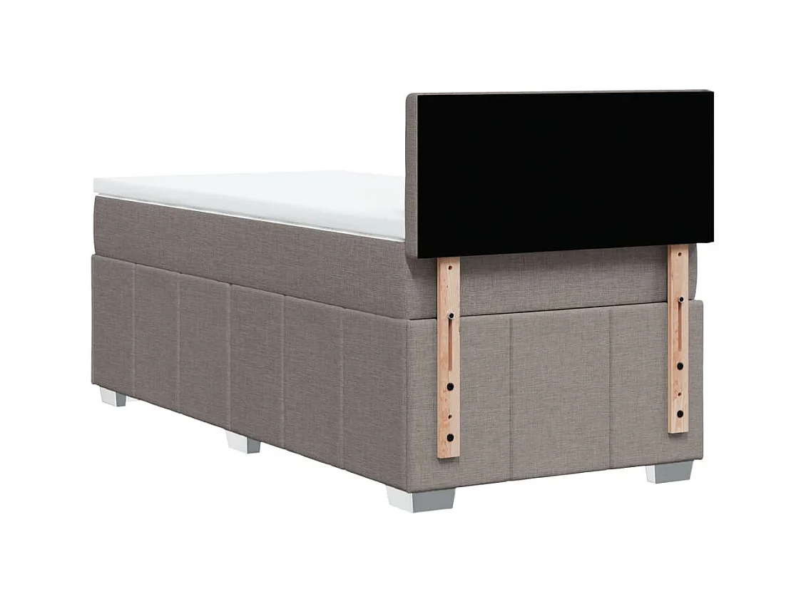 Cama box spring con colchón tela gris taupe 80x200 cm