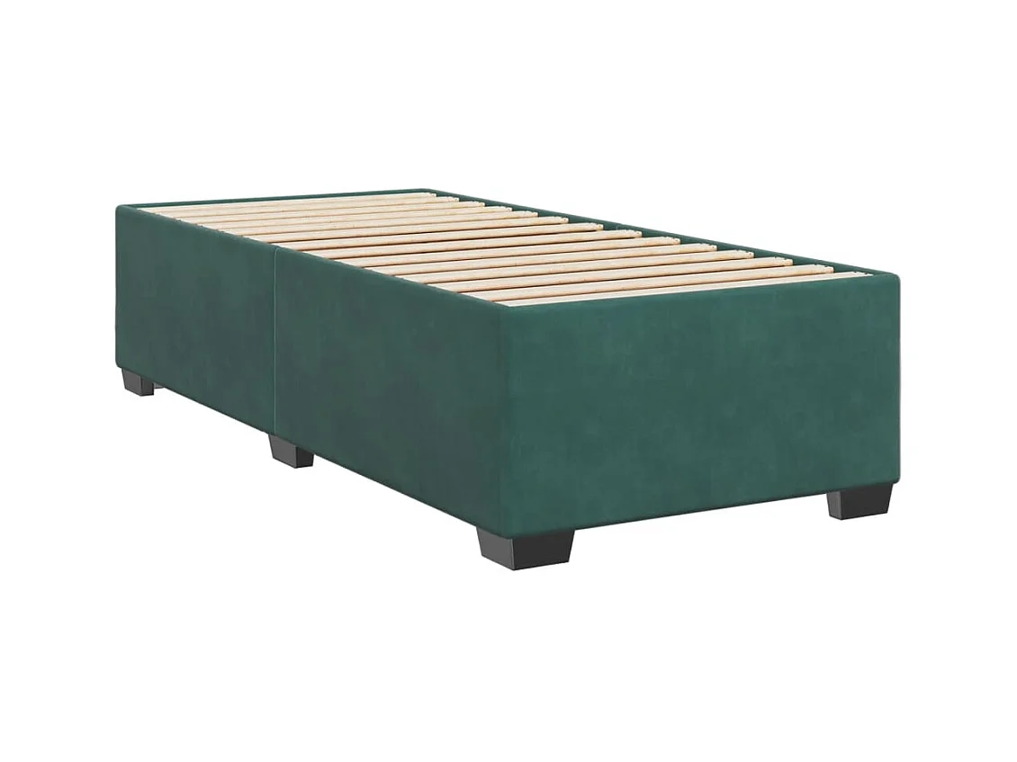 Cama com molas/colchão 90x200 cm veludo verde-escuro