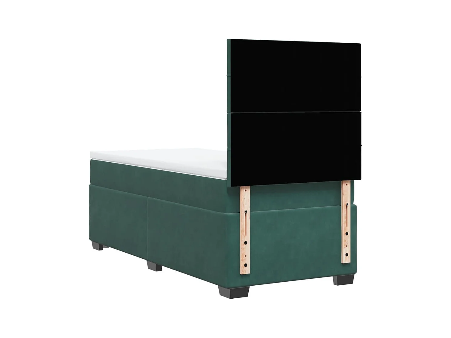 Cama com molas/colchão 90x200 cm veludo verde-escuro