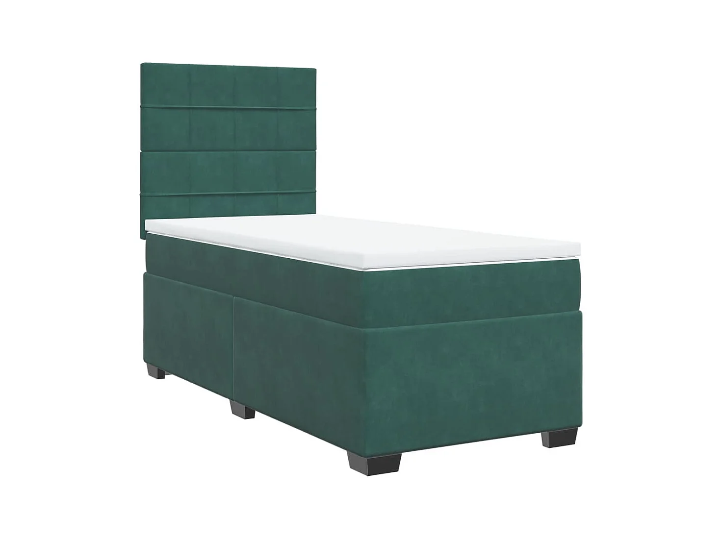 Cama com molas/colchão 90x200 cm veludo verde-escuro