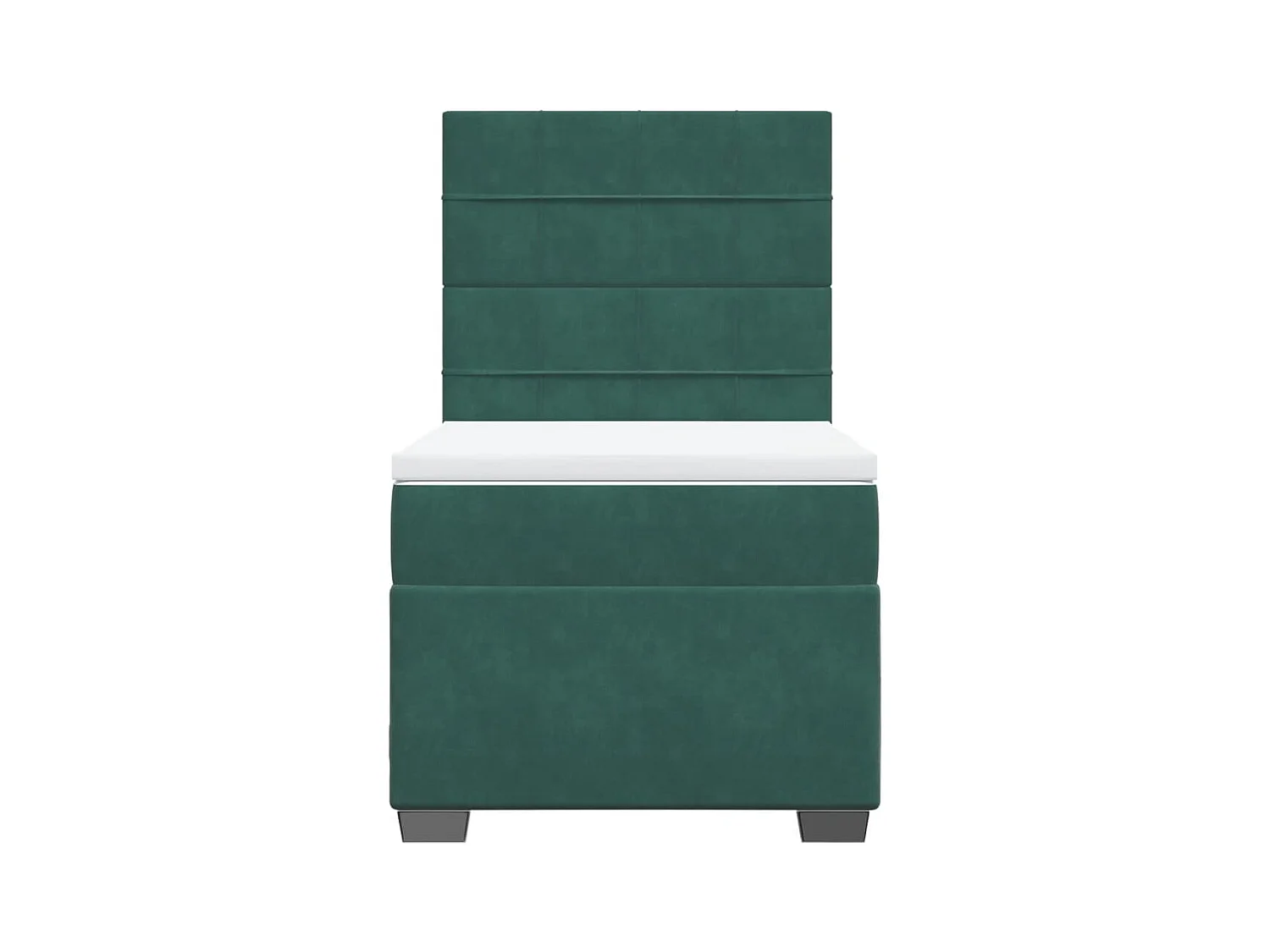 Cama com molas/colchão 90x200 cm veludo verde-escuro