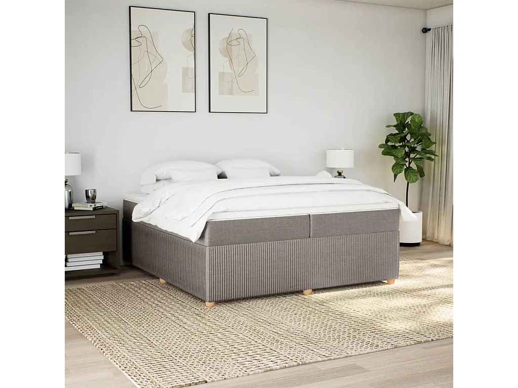 Sommier à lattes de lit avec matelas Taupe 200x200 cm Tissu
