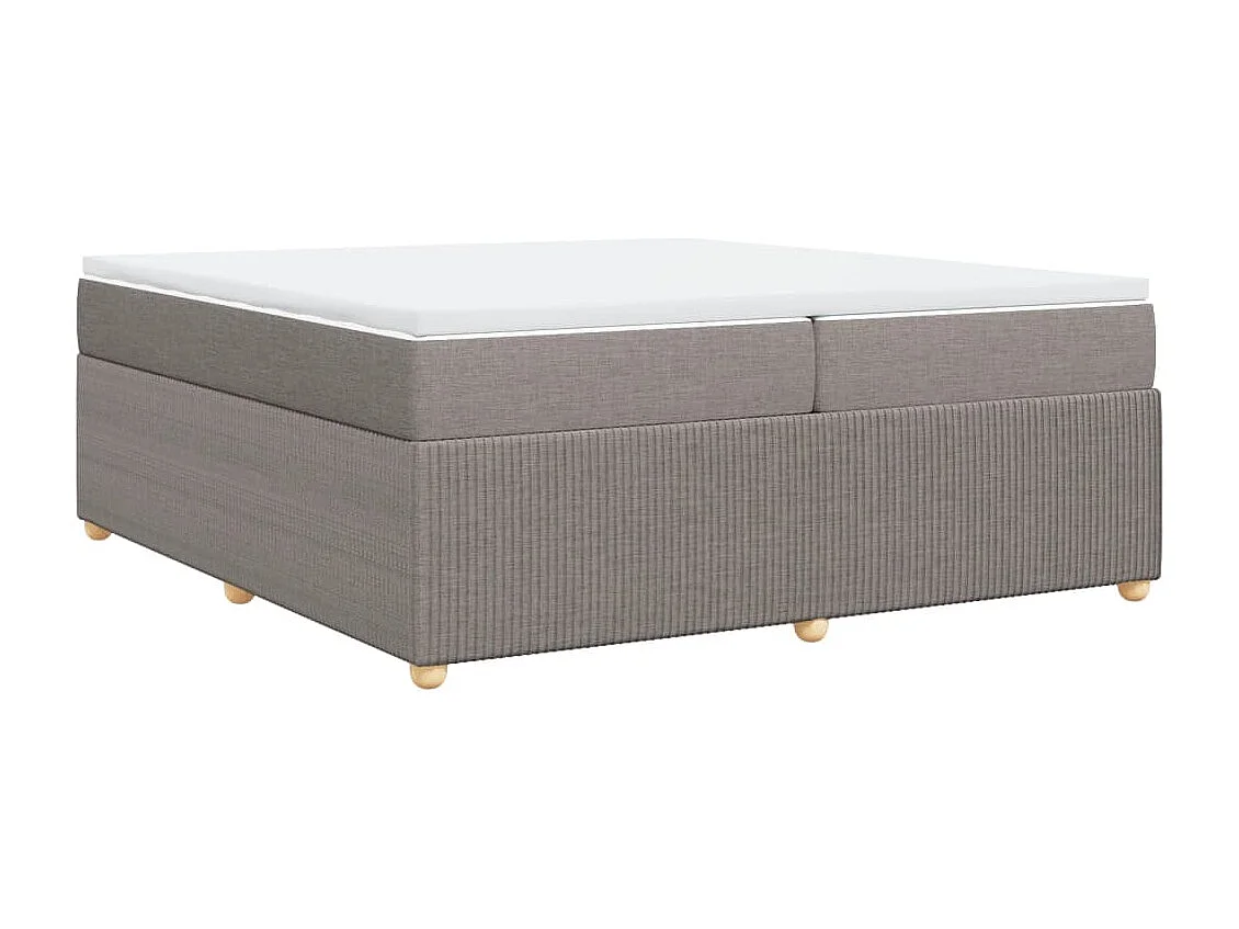 Cama box spring con colchón tela gris taupe 200x200 cm