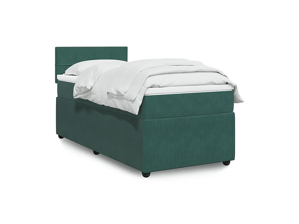 Sommier à lattes de lit avec matelas Vert foncé 90x190 cm