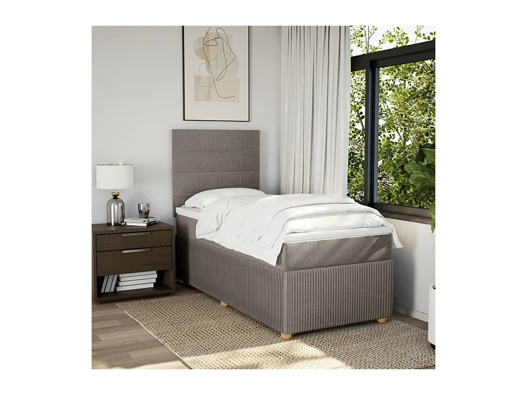 Cama com molas/colchão 90x190 cm tecido castanho-acinzentado
