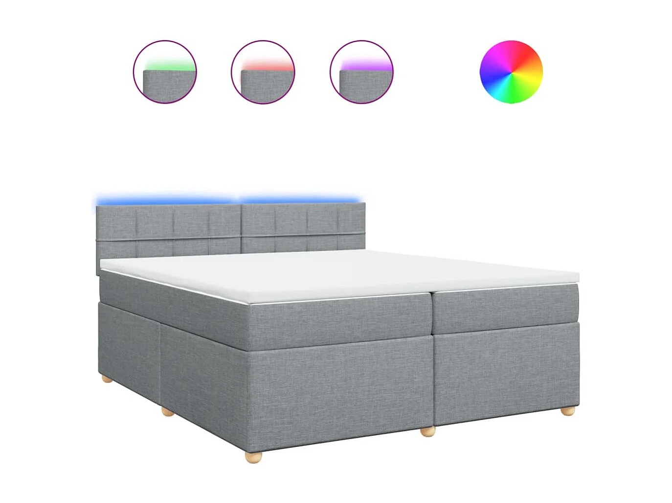 Cama box spring con colchón tela gris claro 200x200 cm