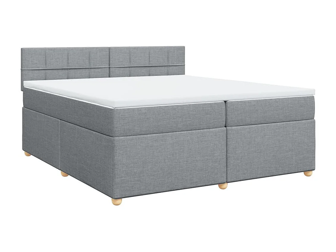 Cama box spring con colchón tela gris claro 200x200 cm