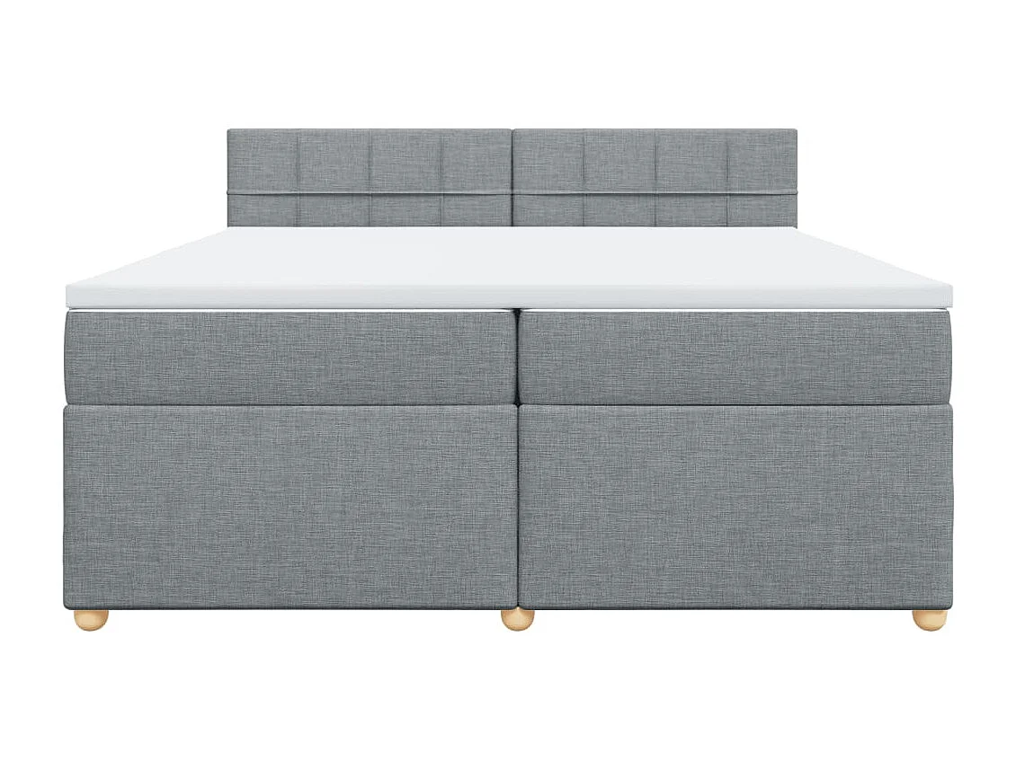 Cama box spring con colchón tela gris claro 200x200 cm