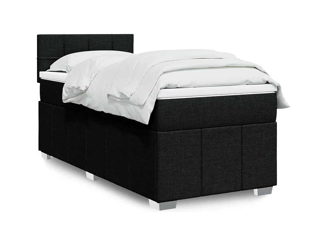Sommier à lattes de lit avec matelas Noir 90x200 cm Tissu