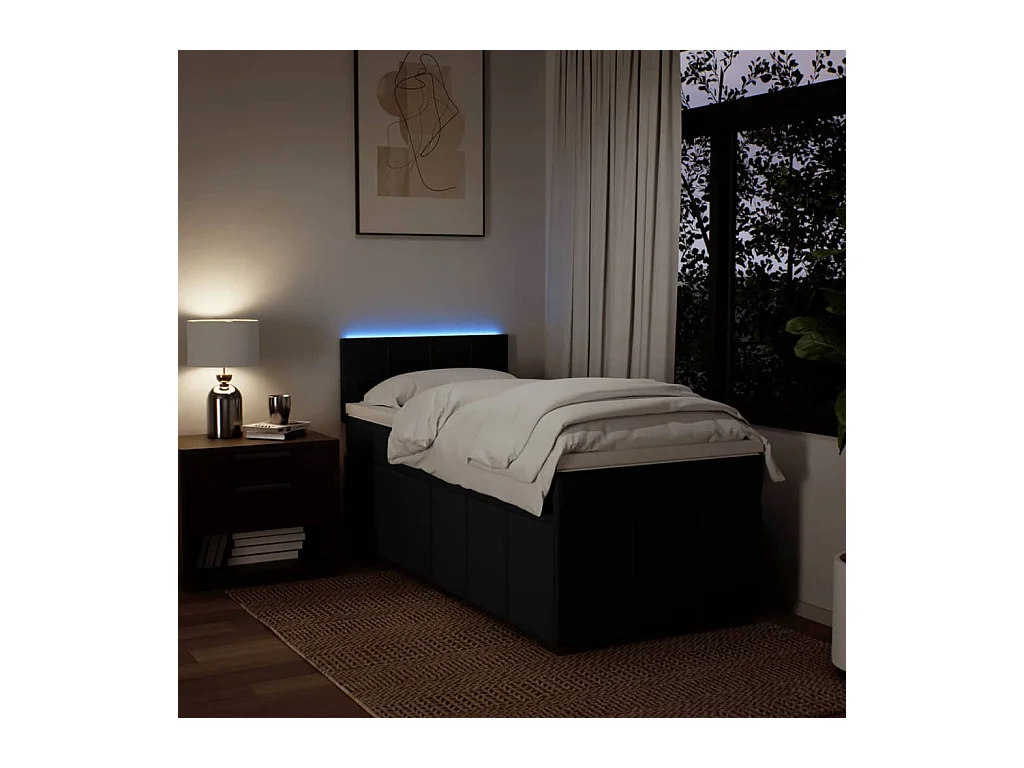 Sommier à lattes de lit avec matelas Noir 90x200 cm Tissu