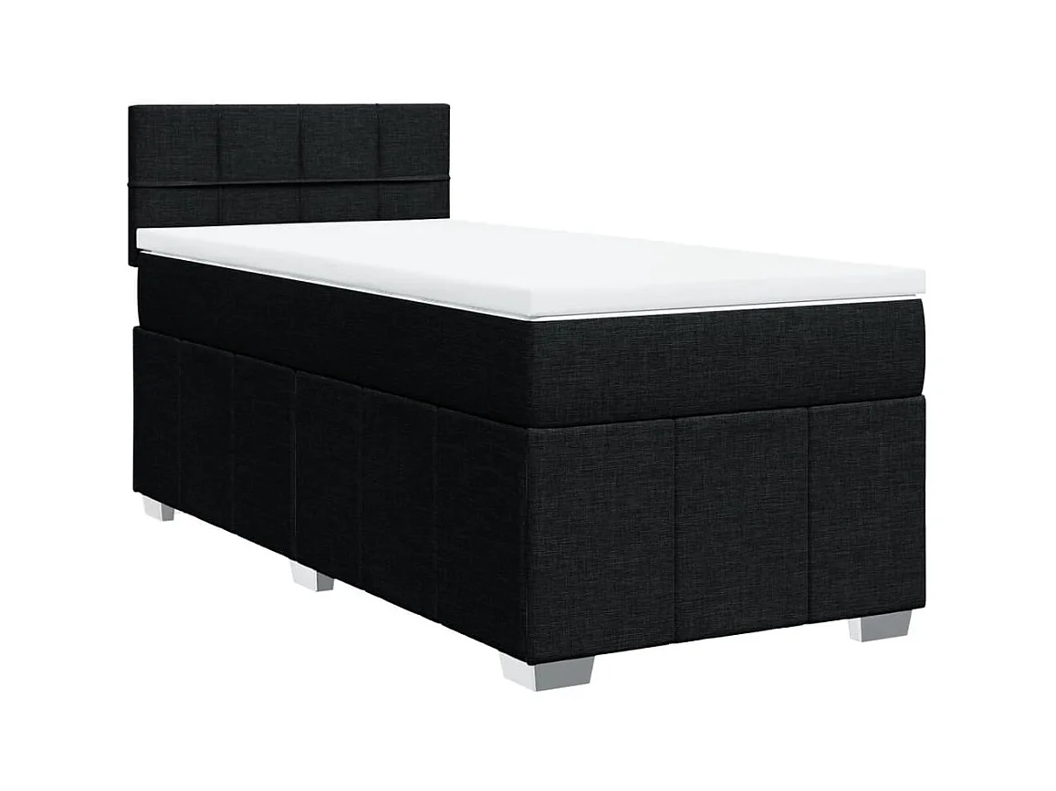 Sommier à lattes de lit avec matelas Noir 90x200 cm Tissu
