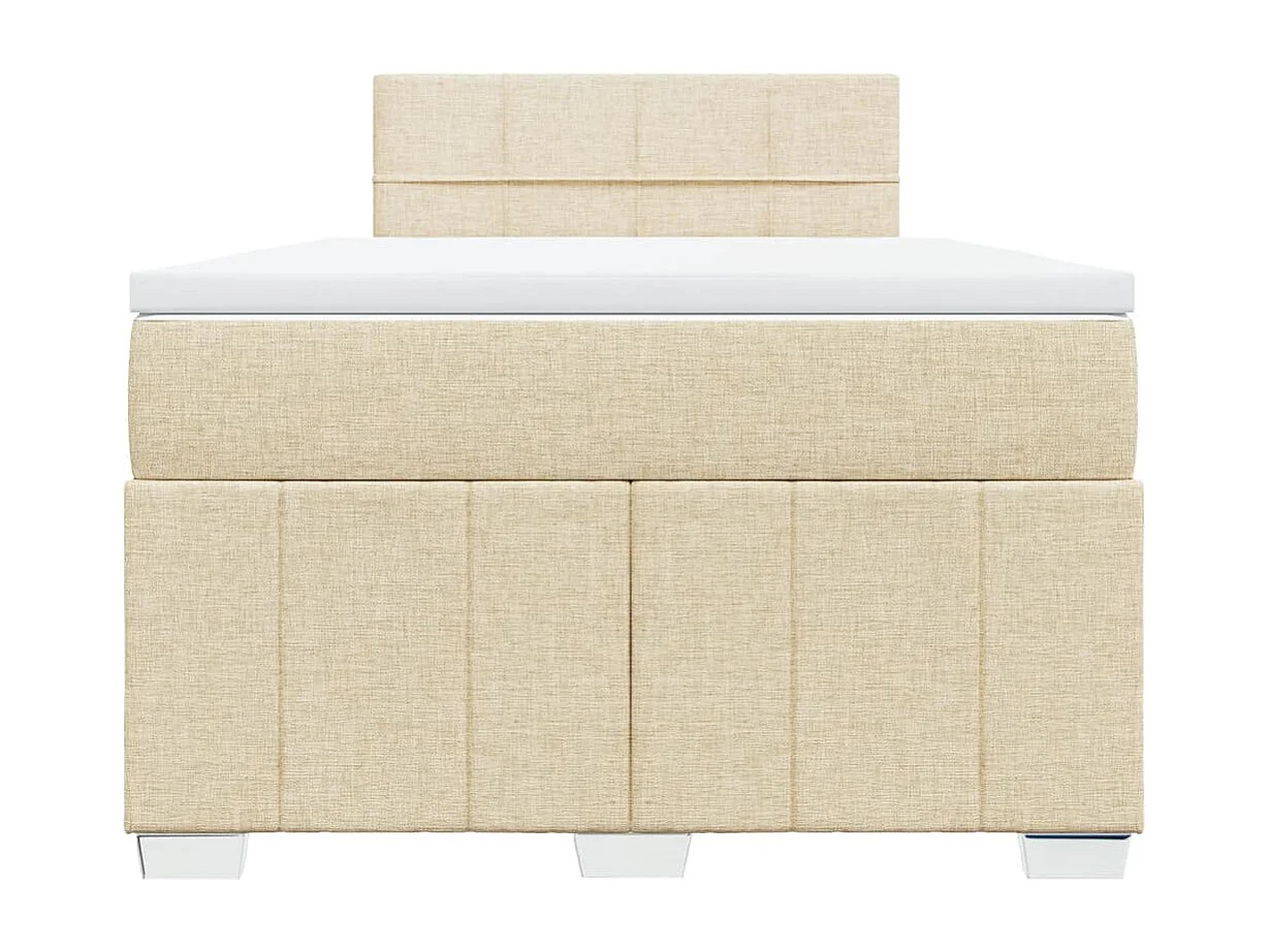 Cama box spring con colchón tela color crema 120x190 cm