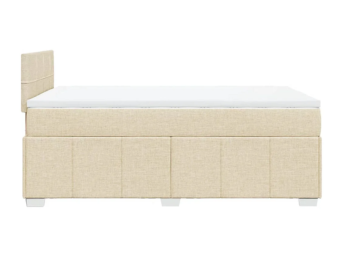 Cama box spring con colchón tela color crema 120x190 cm