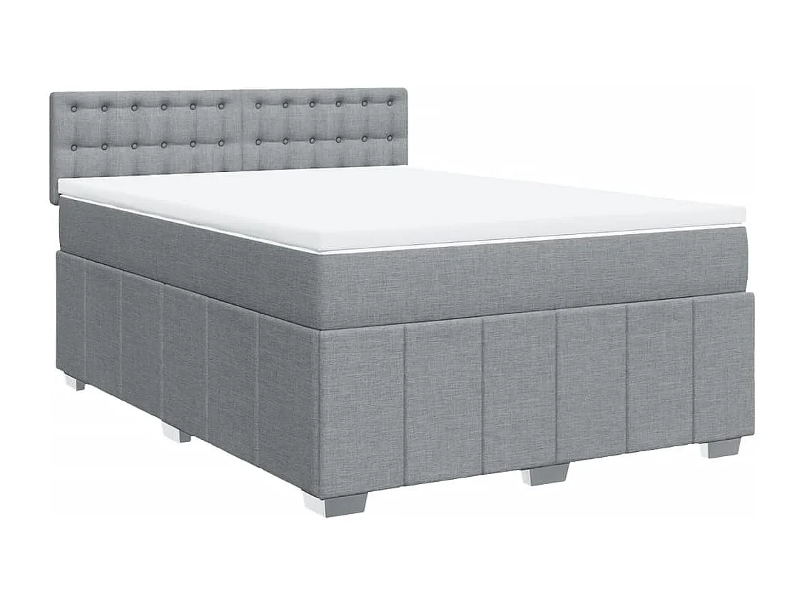 Cama box spring con colchón tela gris claro 140x200 cm