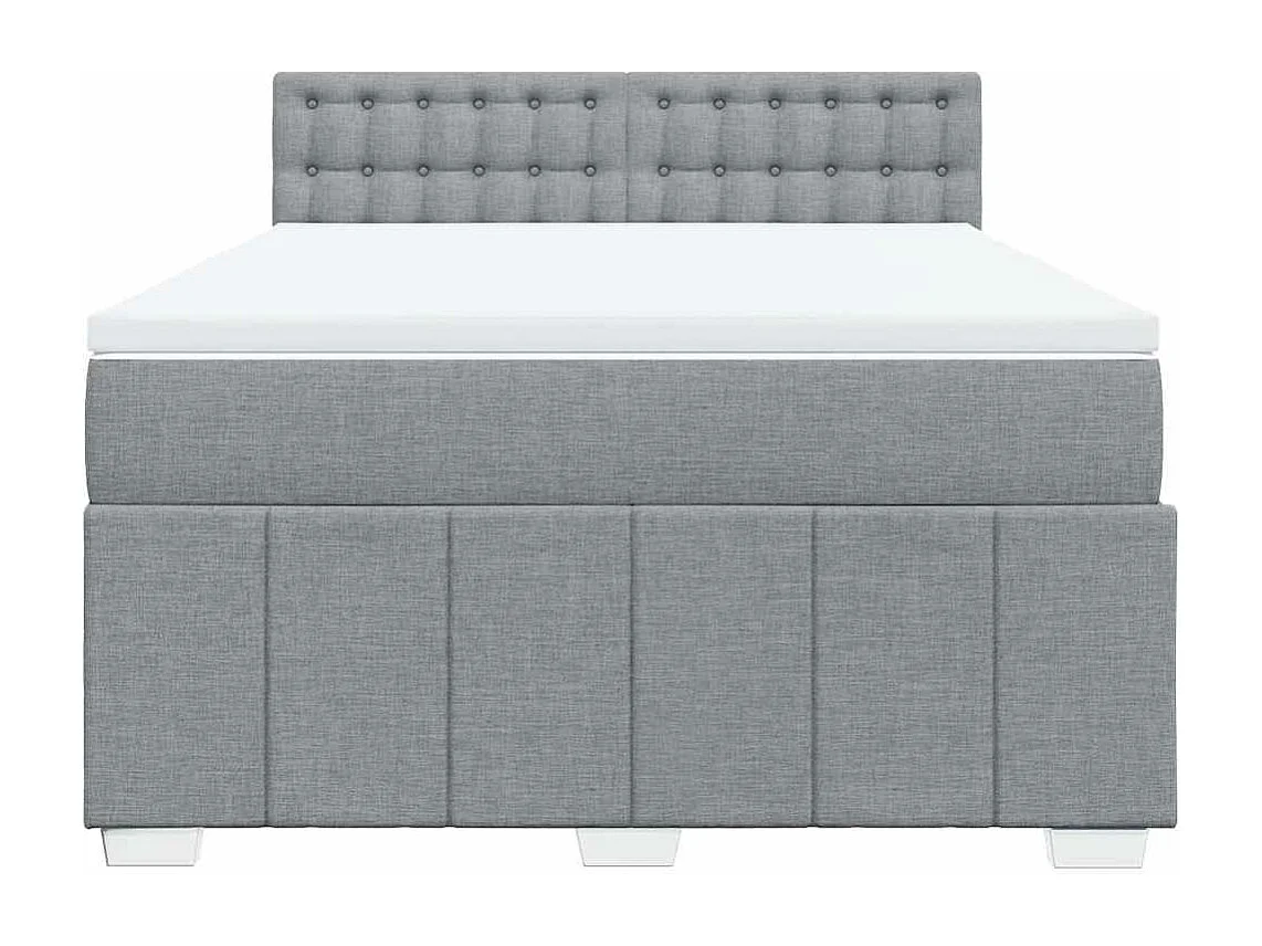 Cama box spring con colchón tela gris claro 140x200 cm