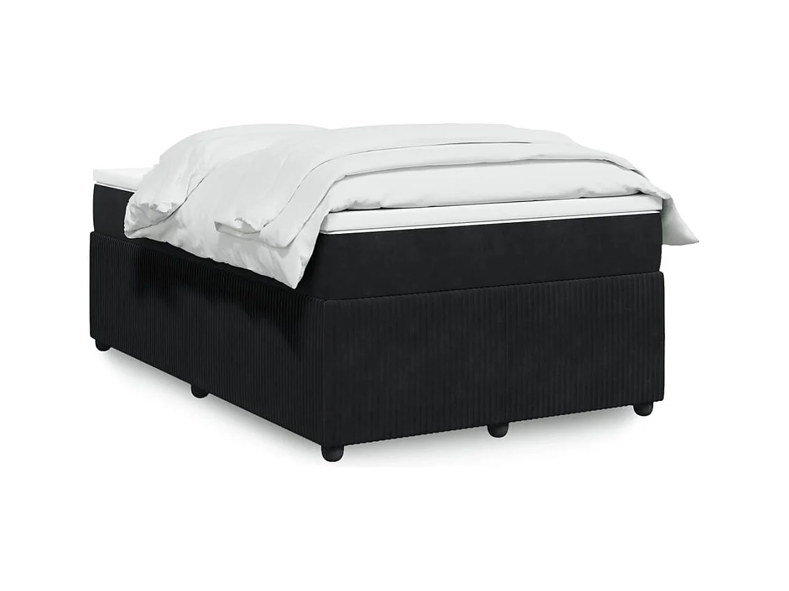 Sommier à lattes de lit avec matelas noir 120x190 cm velours