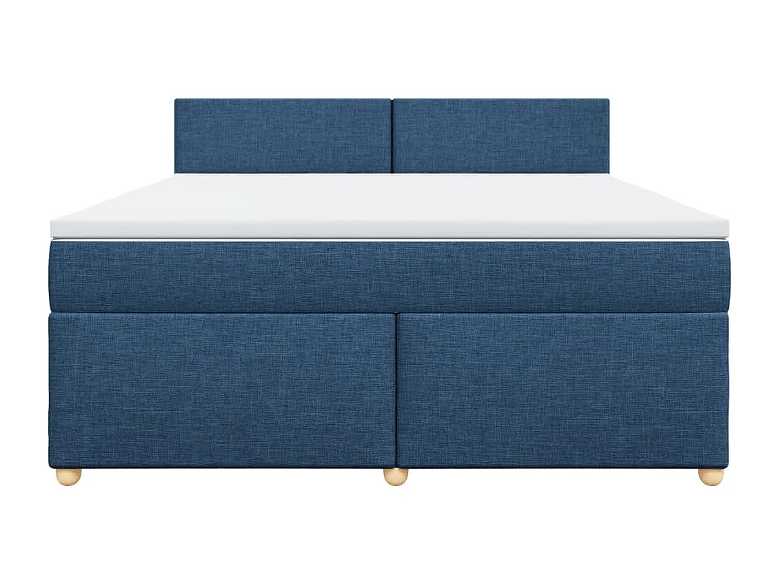 Cama box spring con colchón tela azul 180x200 cm