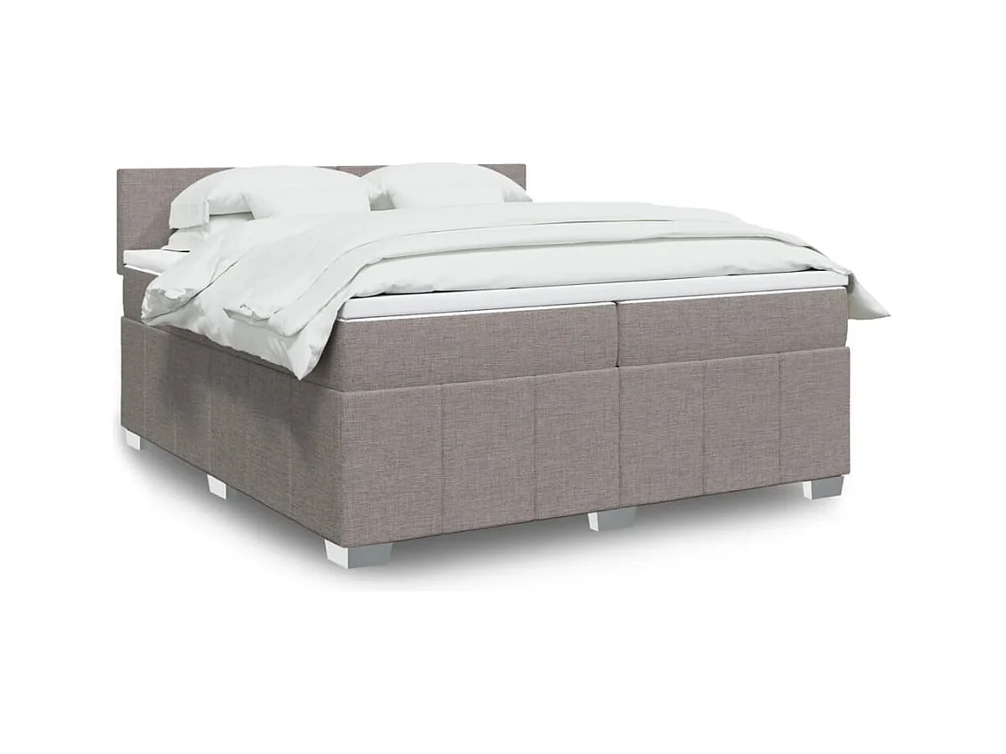 Cama box spring con colchón tela gris taupe 200x200 cm