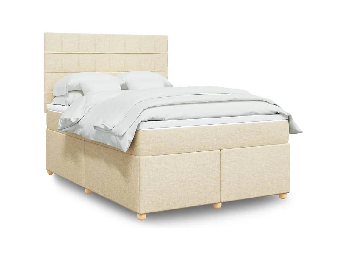 Sommier à lattes de lit avec matelas Crème 140x200 cm Tissu