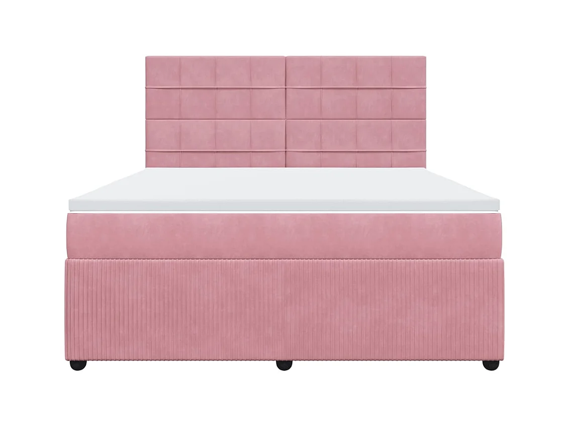 Cama box spring con colchón terciopelo rosa 180x200 cm