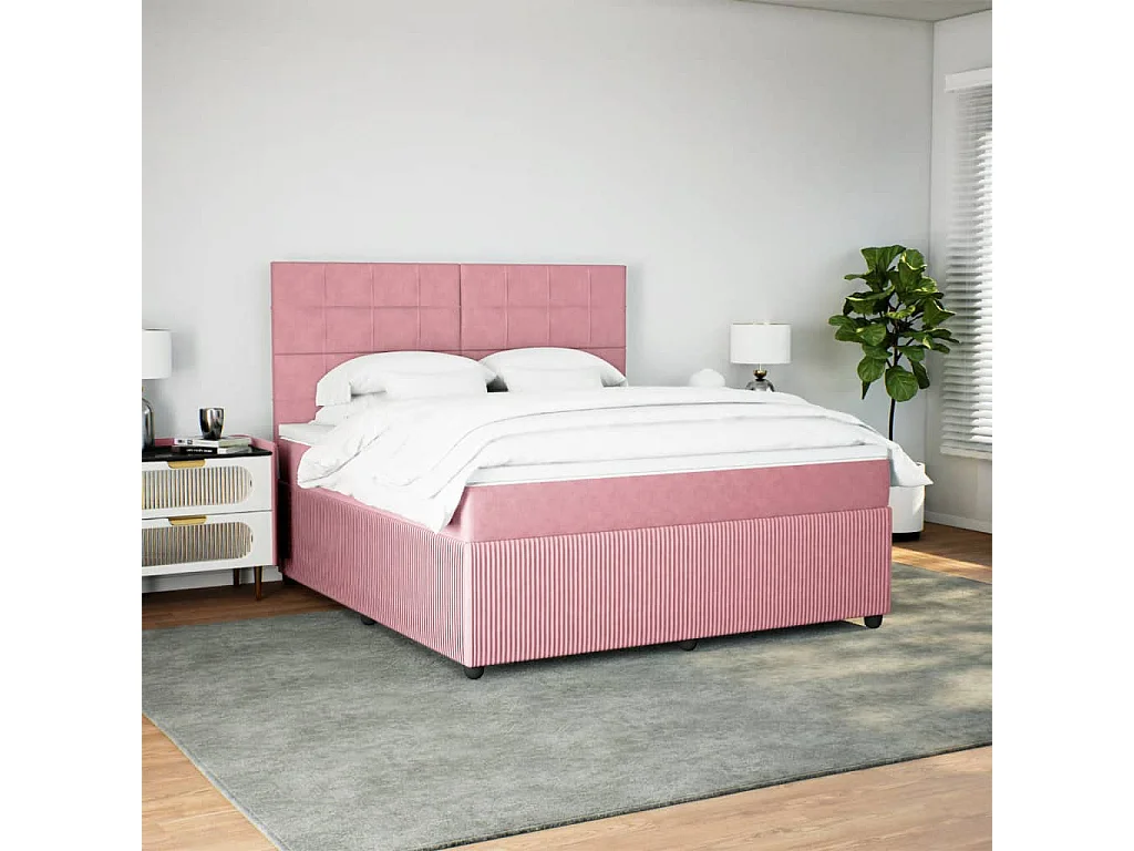 Cama com molas/colchão 180x200 cm veludo rosa