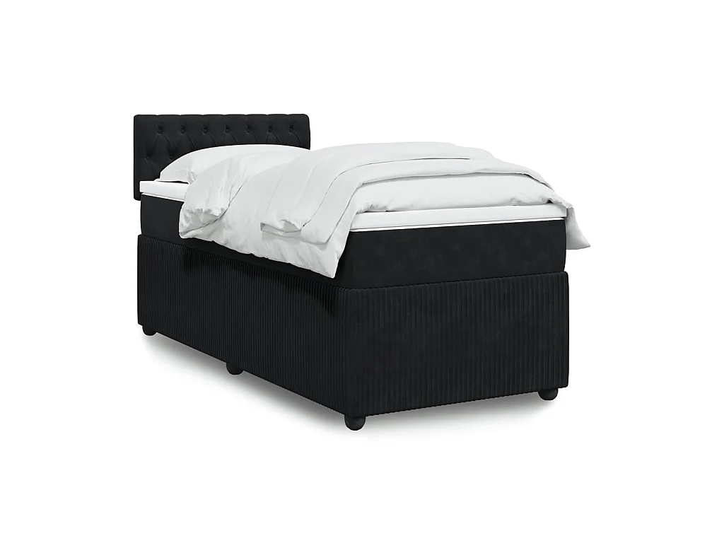 Sommier à lattes de lit avec matelas Noir 90x200 cm Velours