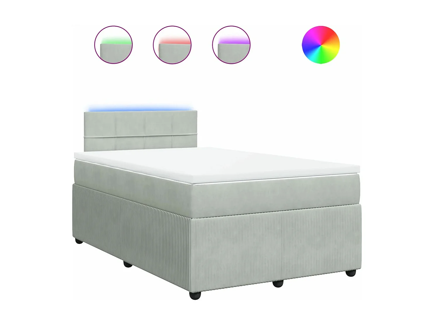 Cama boxspring c/ colchão 120x200 cm veludo cinzento-claro