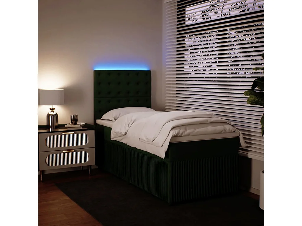 Sommier à lattes de lit avec matelas Vert foncé 90x190 cm