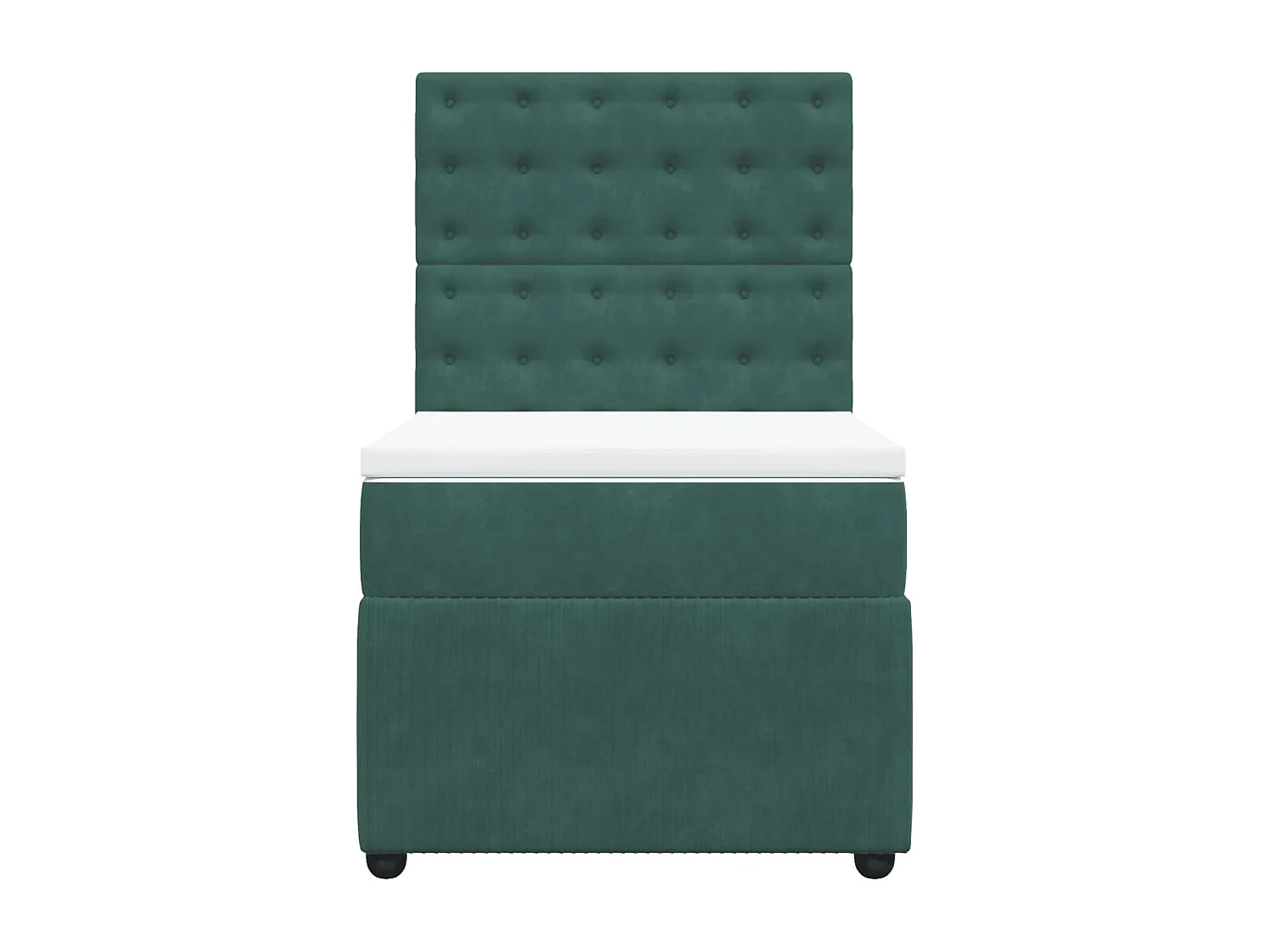 Cama box spring con colchón terciopelo verde oscuro 90x190 cm