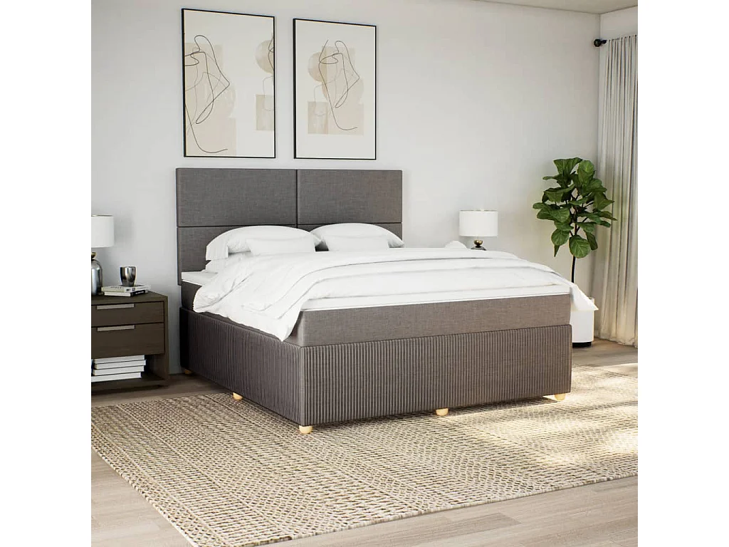 Sommier à lattes de lit avec matelas Taupe 180x200 cm Tissu