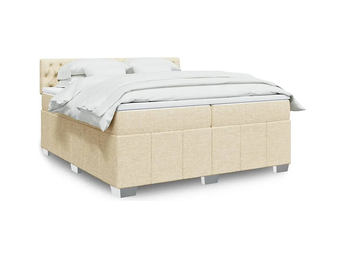 Sommier à lattes de lit avec matelas Crème 200x200 cm Tissu