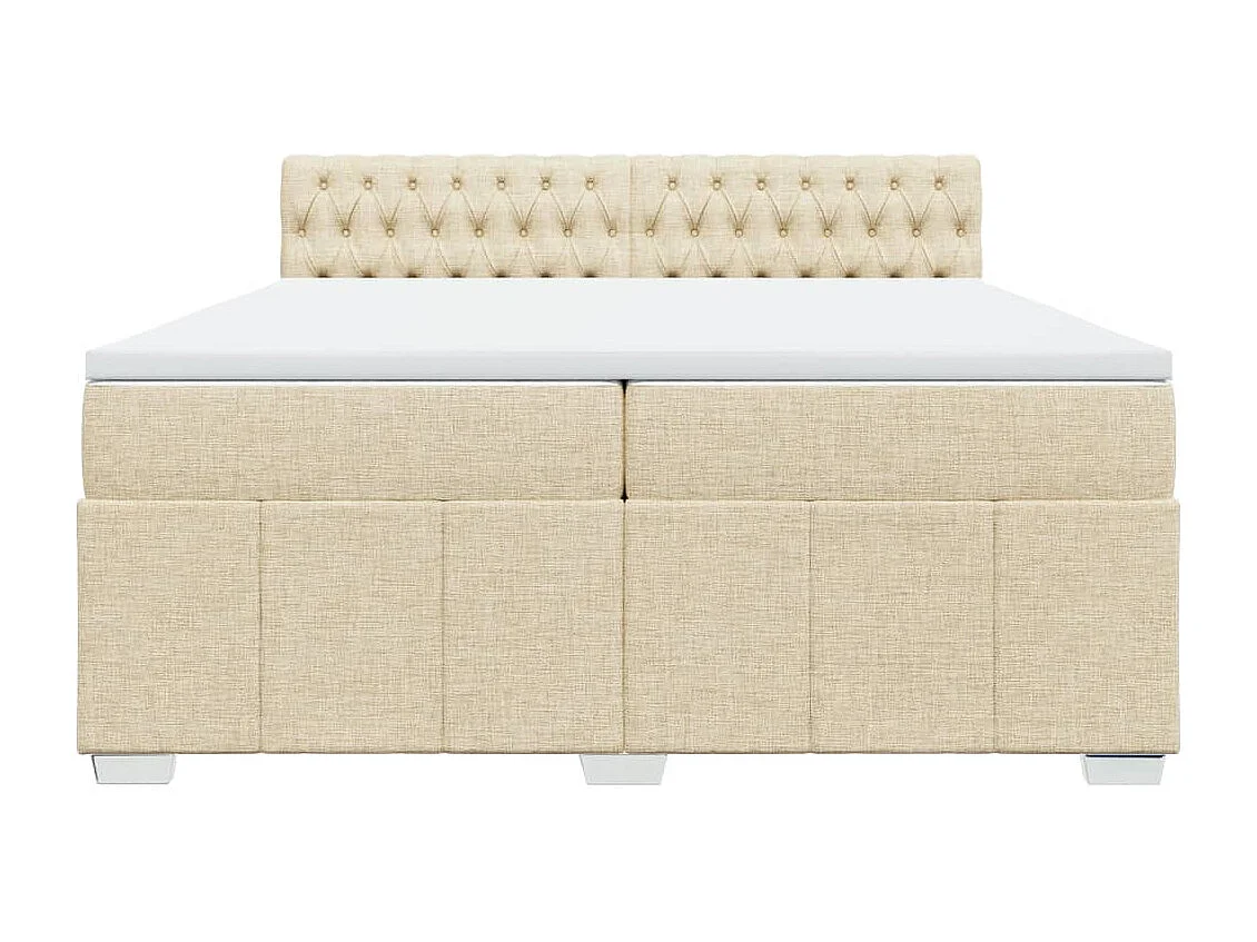 Cama box spring con colchón tela color crema 200x200 cm