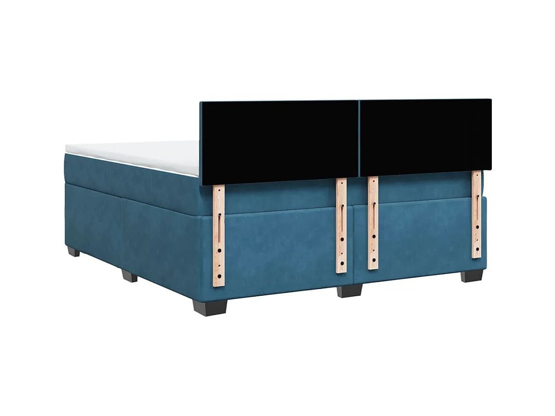 Cama box spring con colchón terciopelo azul 180x200 cm